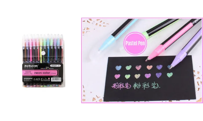 12 Piece Colour Gel Pens Set