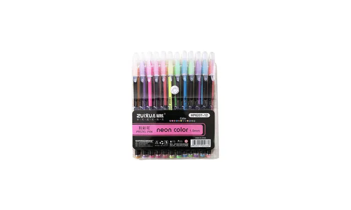 12 Piece Colour Gel Pens Set