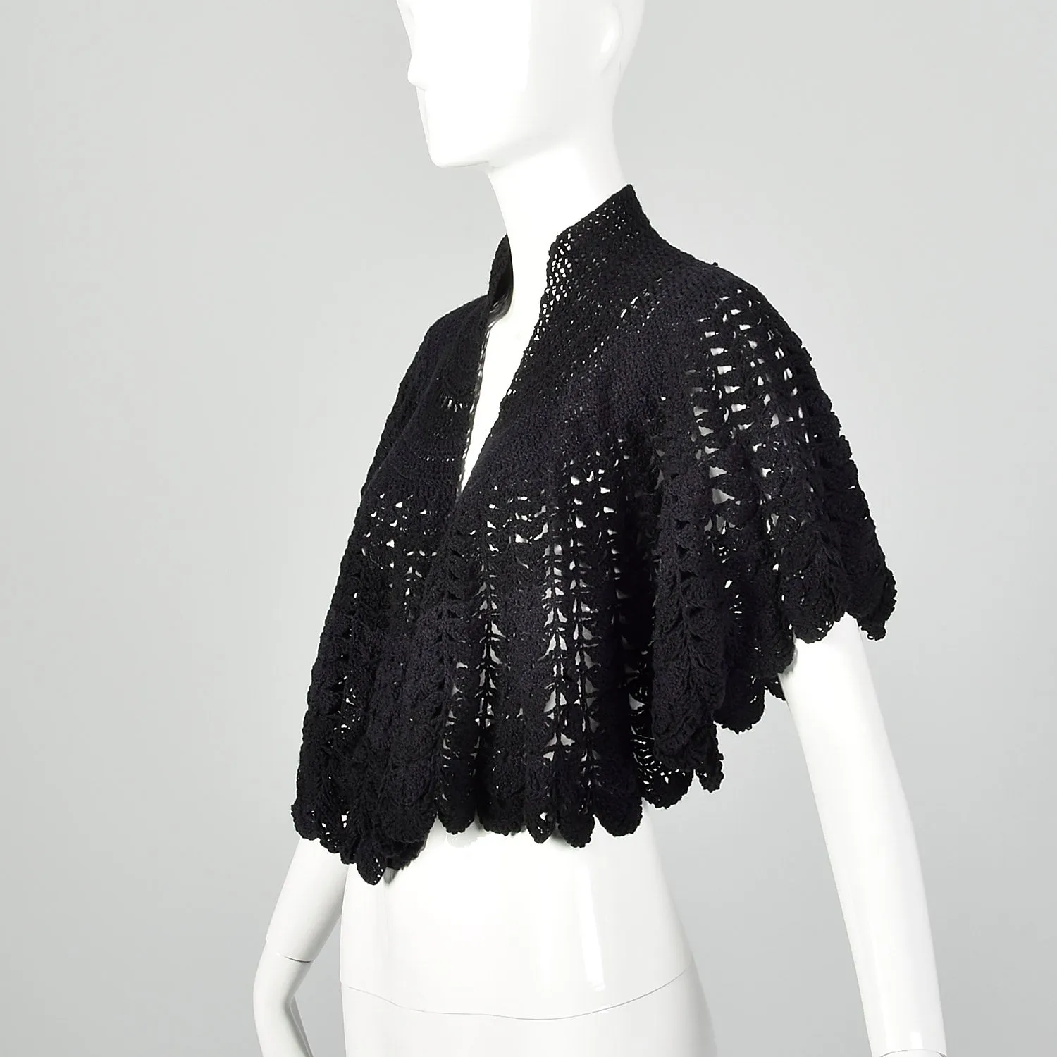 1890s-1900 Black Crochet Cape