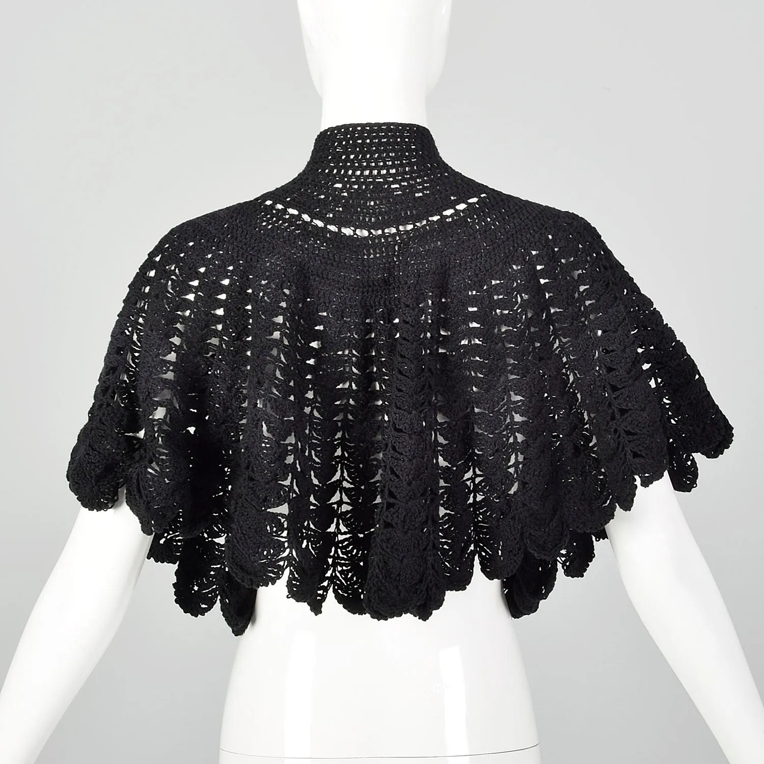 1890s-1900 Black Crochet Cape