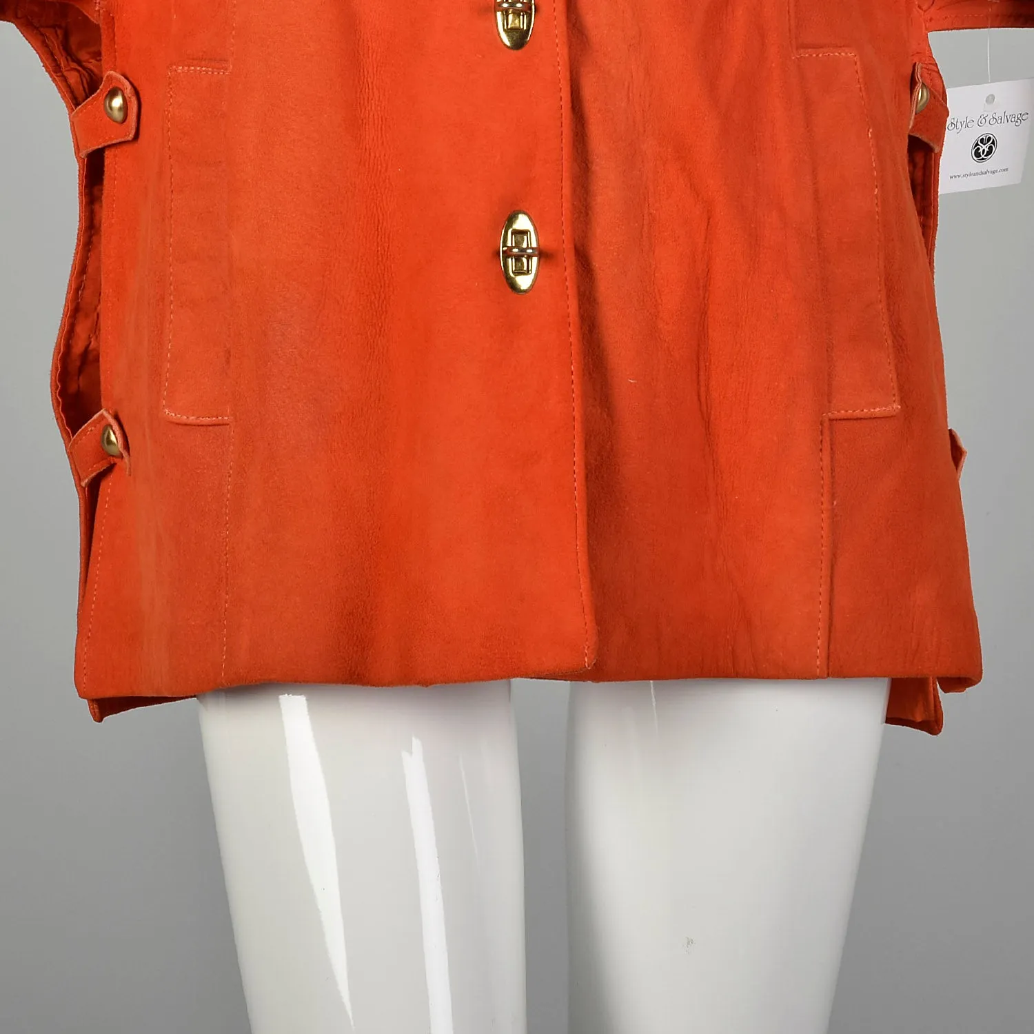 1960s Mod Orange Suede Leather Cape