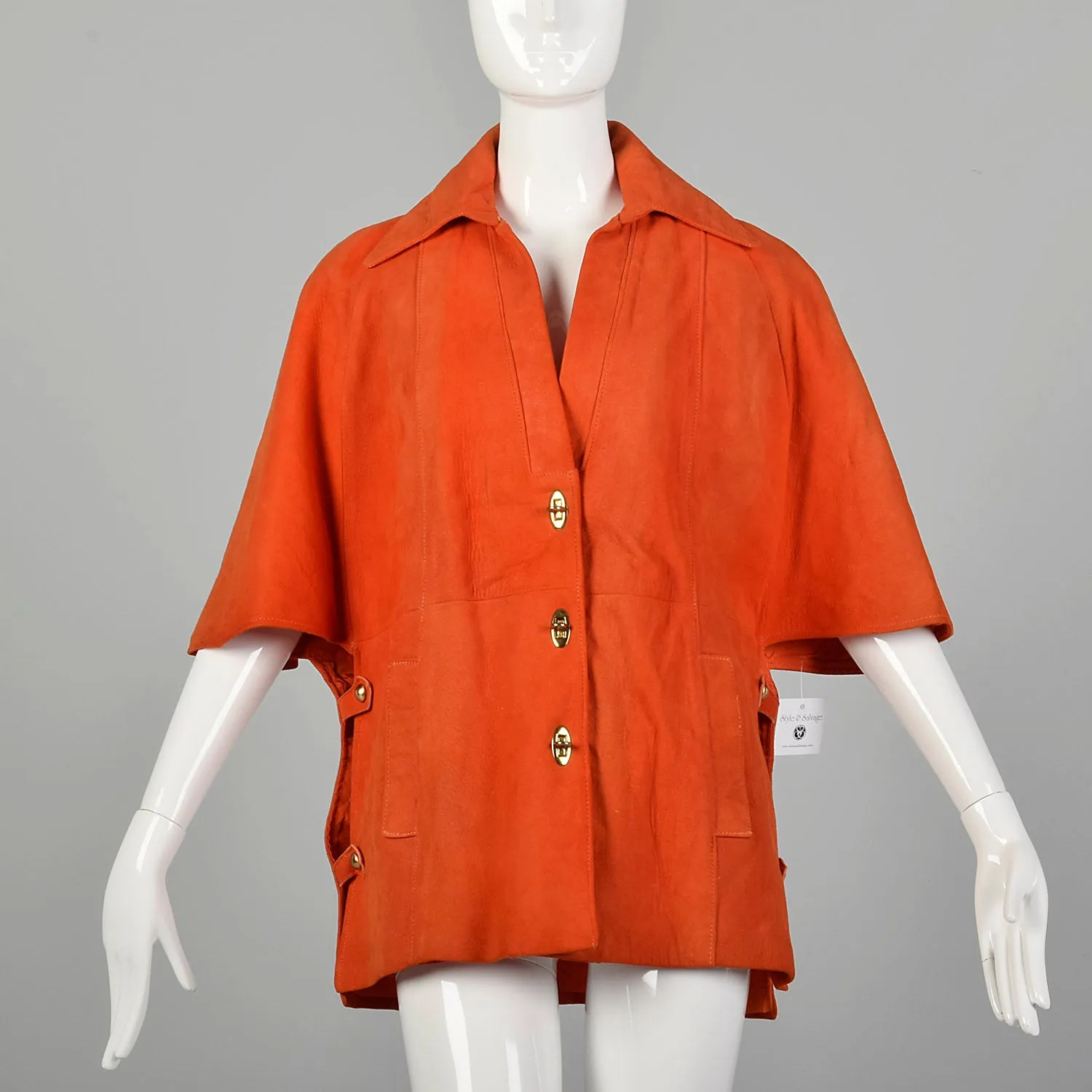 1960s Mod Orange Suede Leather Cape