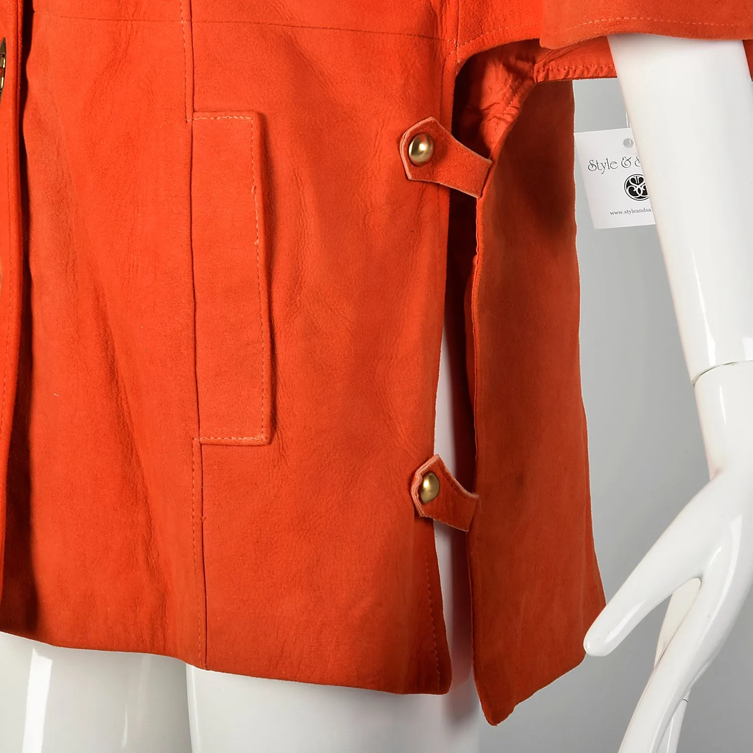 1960s Mod Orange Suede Leather Cape