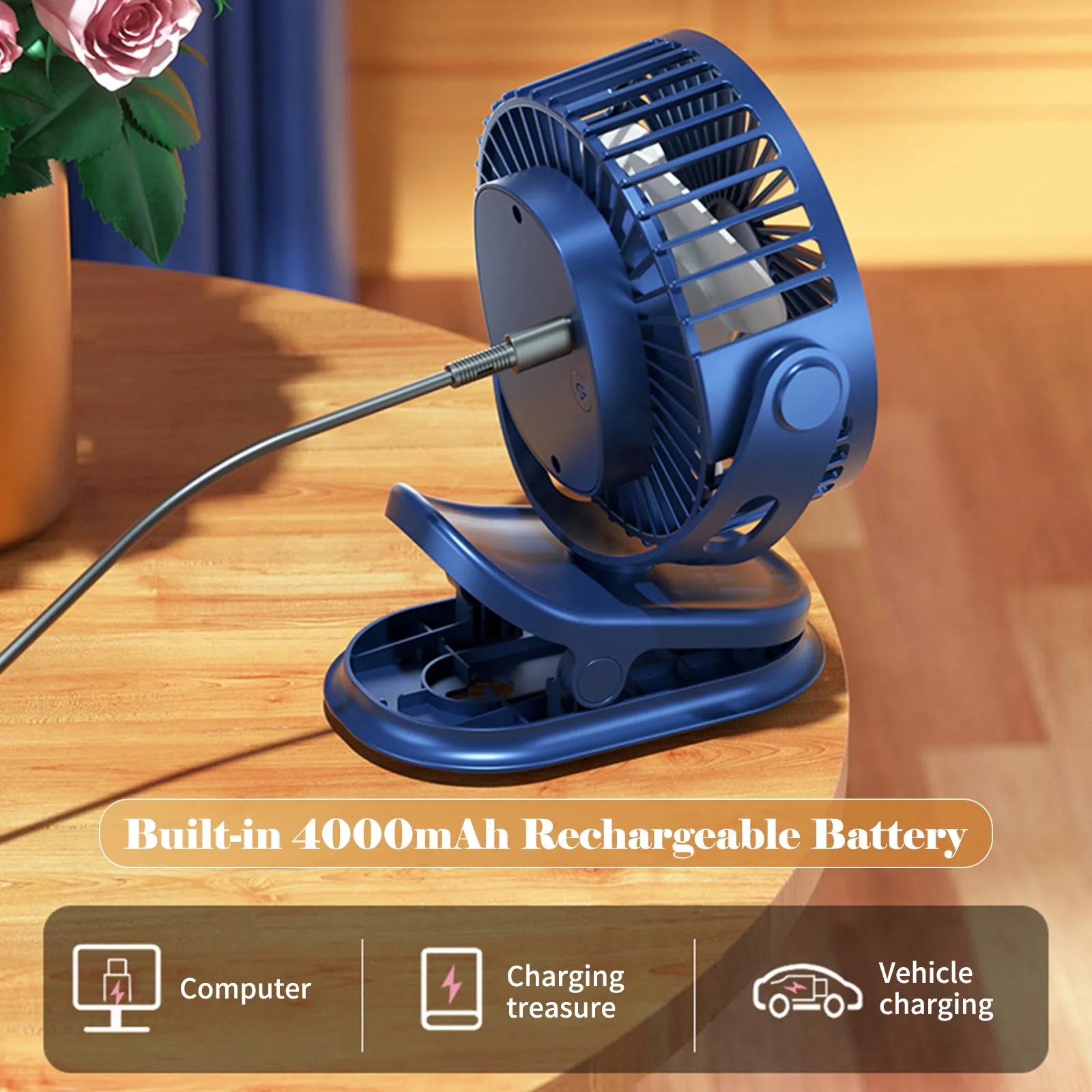 3 In 1 Clip on Hanging Desk Fan