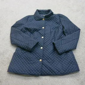 346 Brooks Brothers Womens Quilted Puffer Jacket Button Front Blue Size Large