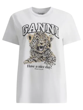 3887806 GANNI animal print casual cool travel working cotton t shirt