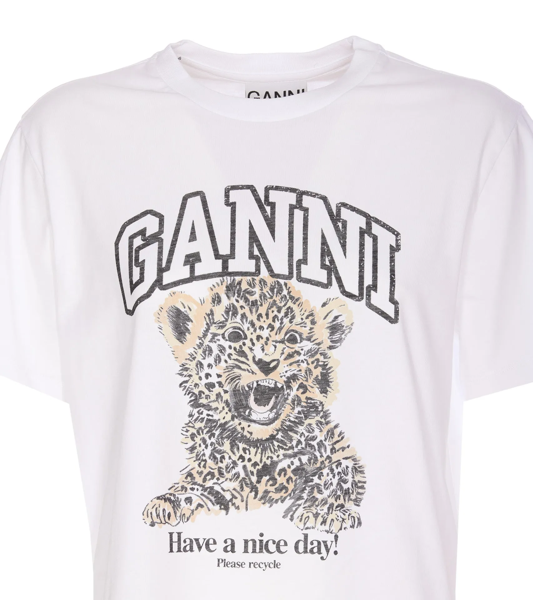 3887806 GANNI animal print casual cool travel working cotton t shirt