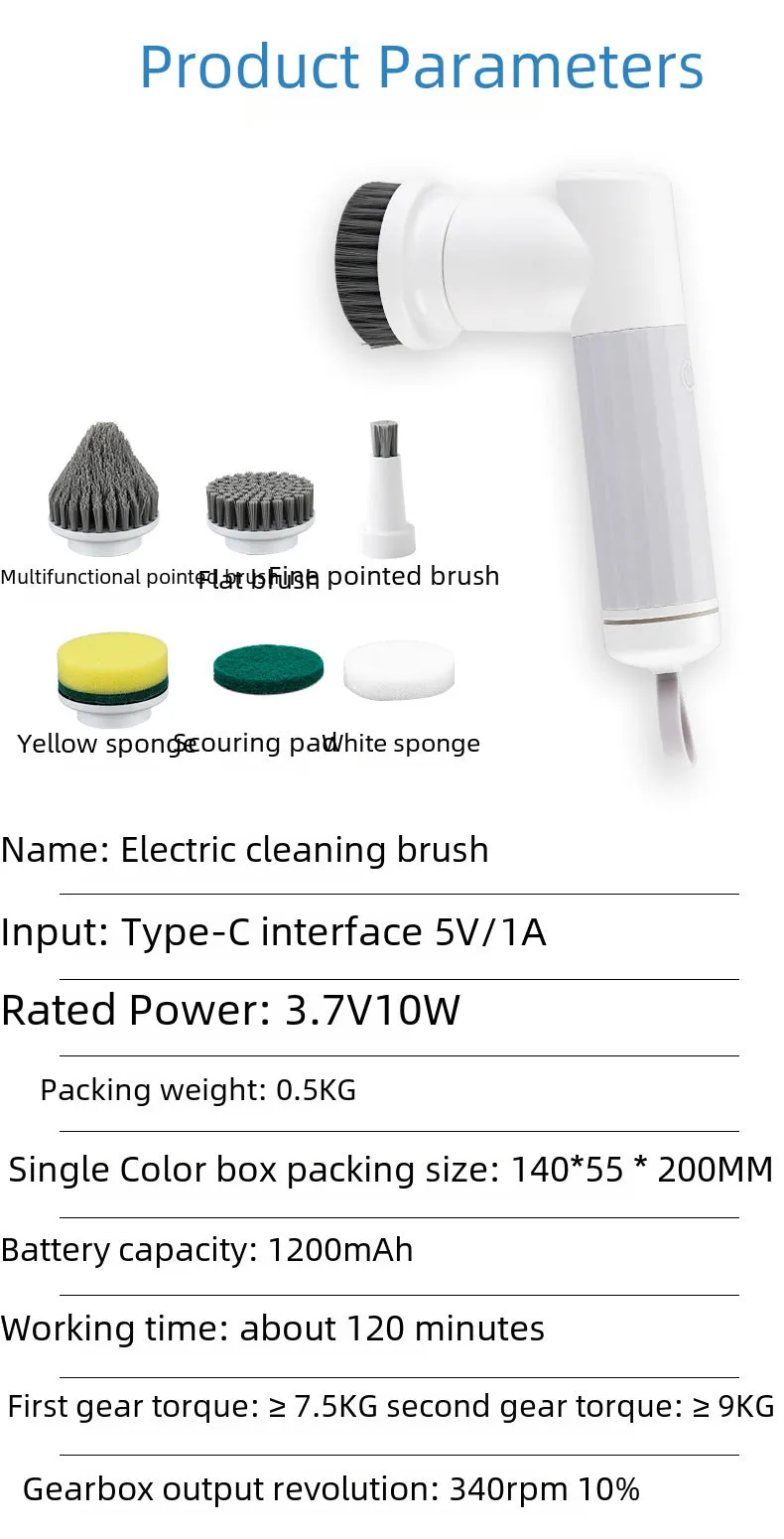 6-in-1 High-Torque Electric Cleaning Brush