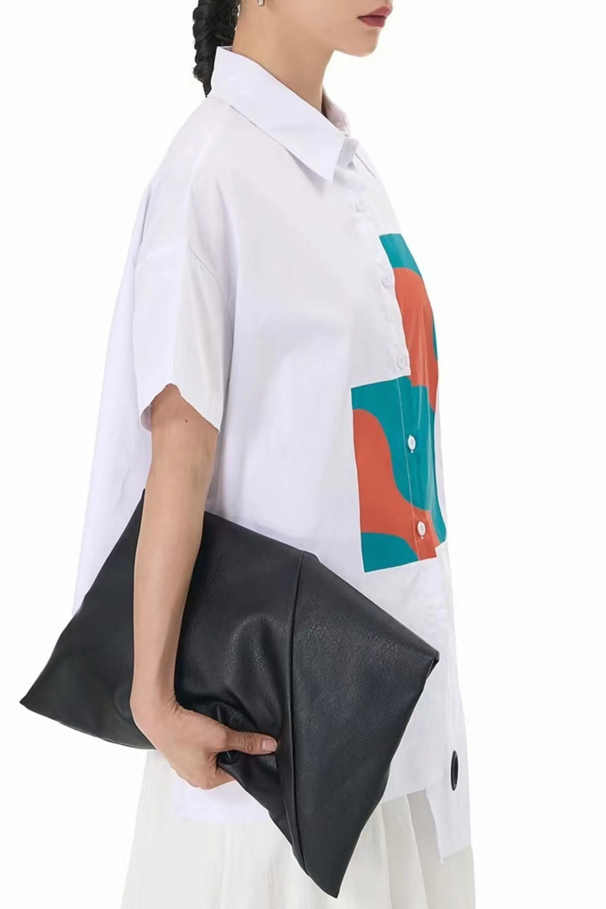 Abstract White Oversized Shirt