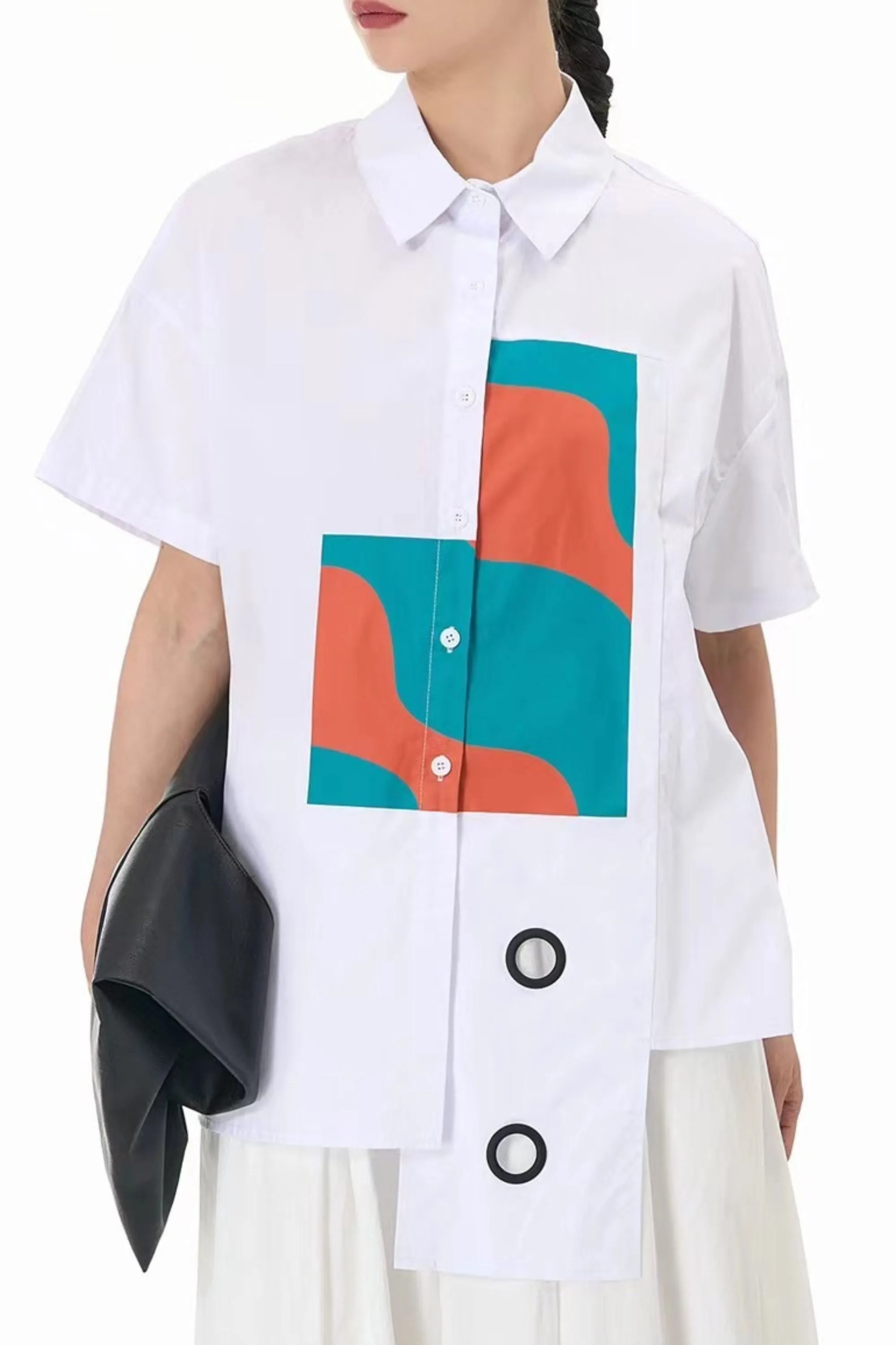 Abstract White Oversized Shirt