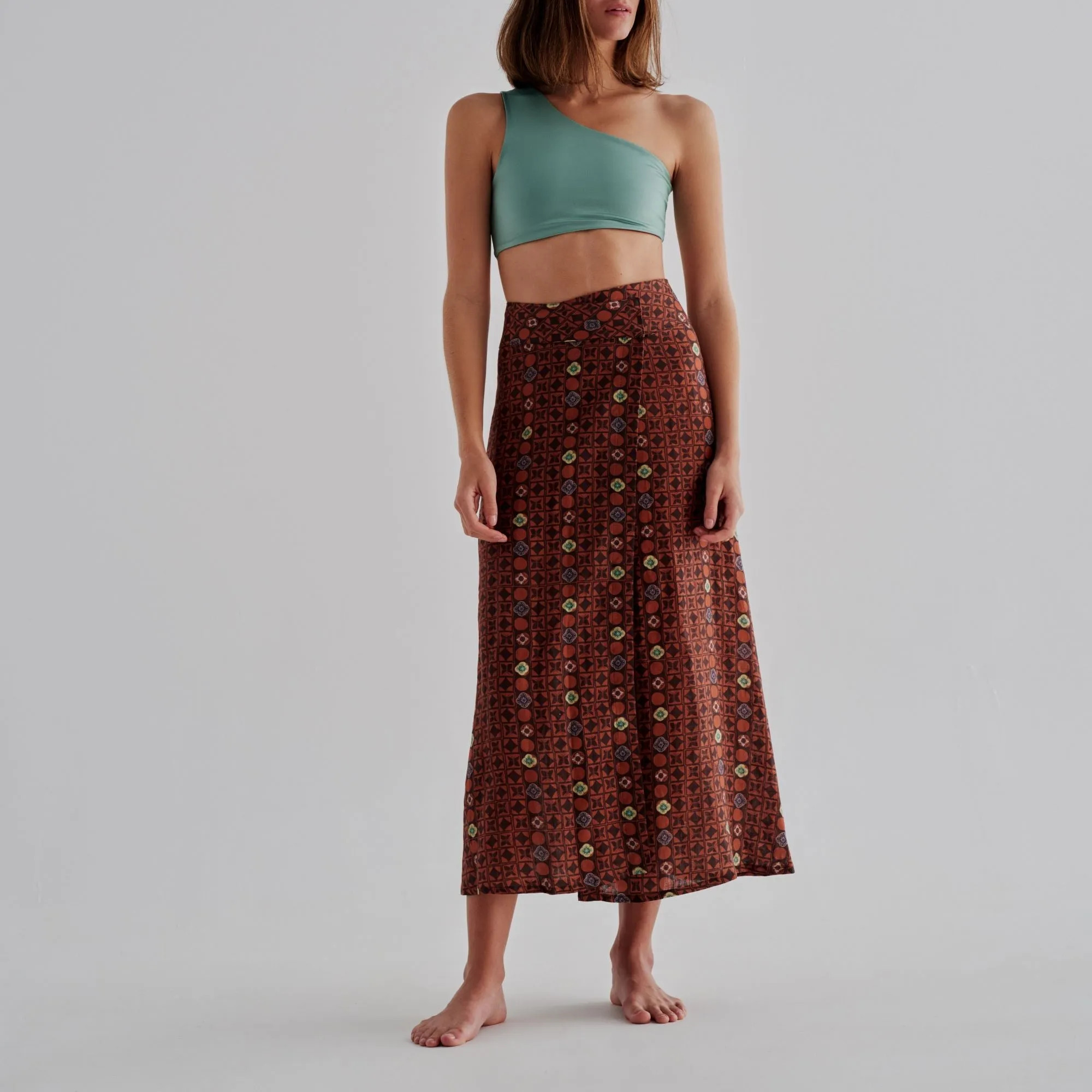 Agave Linen Skirt / Terracota Mosaic