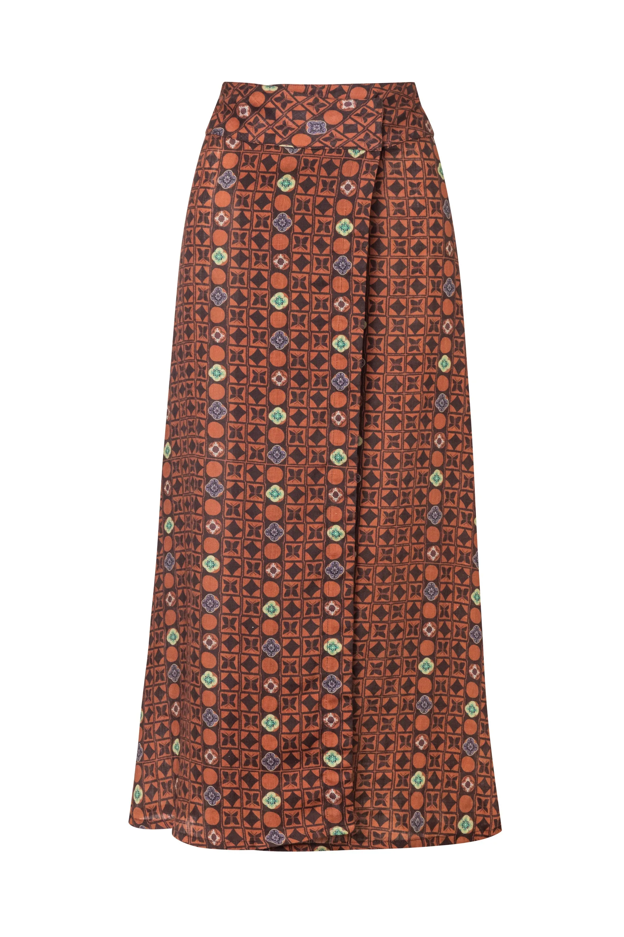 Agave Linen Skirt / Terracota Mosaic