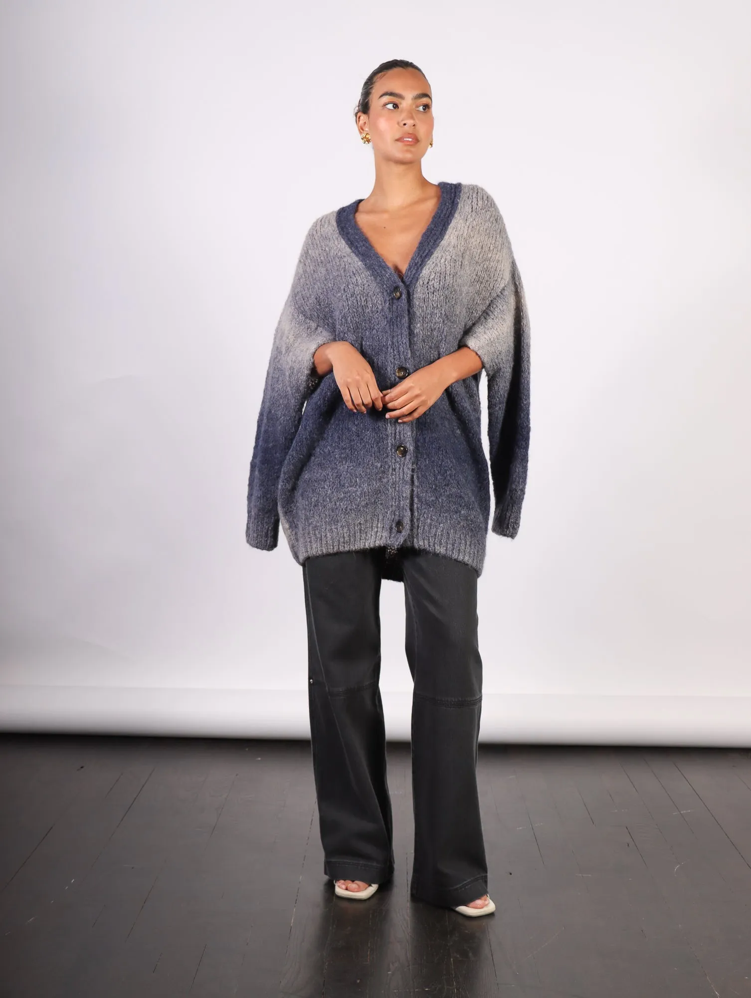 Alai Knitted Cardigan in Utility Blue by Rodebjer