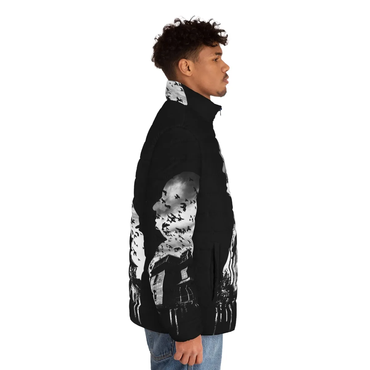 Alfred Hitchcock Collage Puffer Jacket - Iconic Horror Thriller