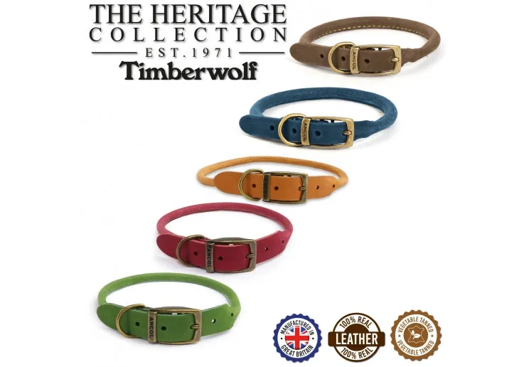 Ancol - Timberwolf Round Leather Collar - Mustard - Size 3