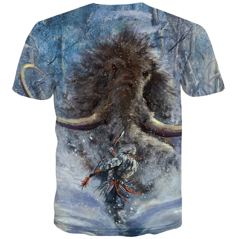 Animal T-shirt Men War Tshirt Anime Snow Tshirts Cool Forest Shirt Print