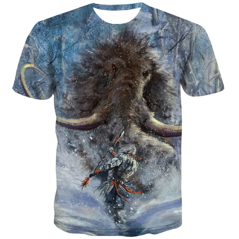 Animal T-shirt Men War Tshirt Anime Snow Tshirts Cool Forest Shirt Print