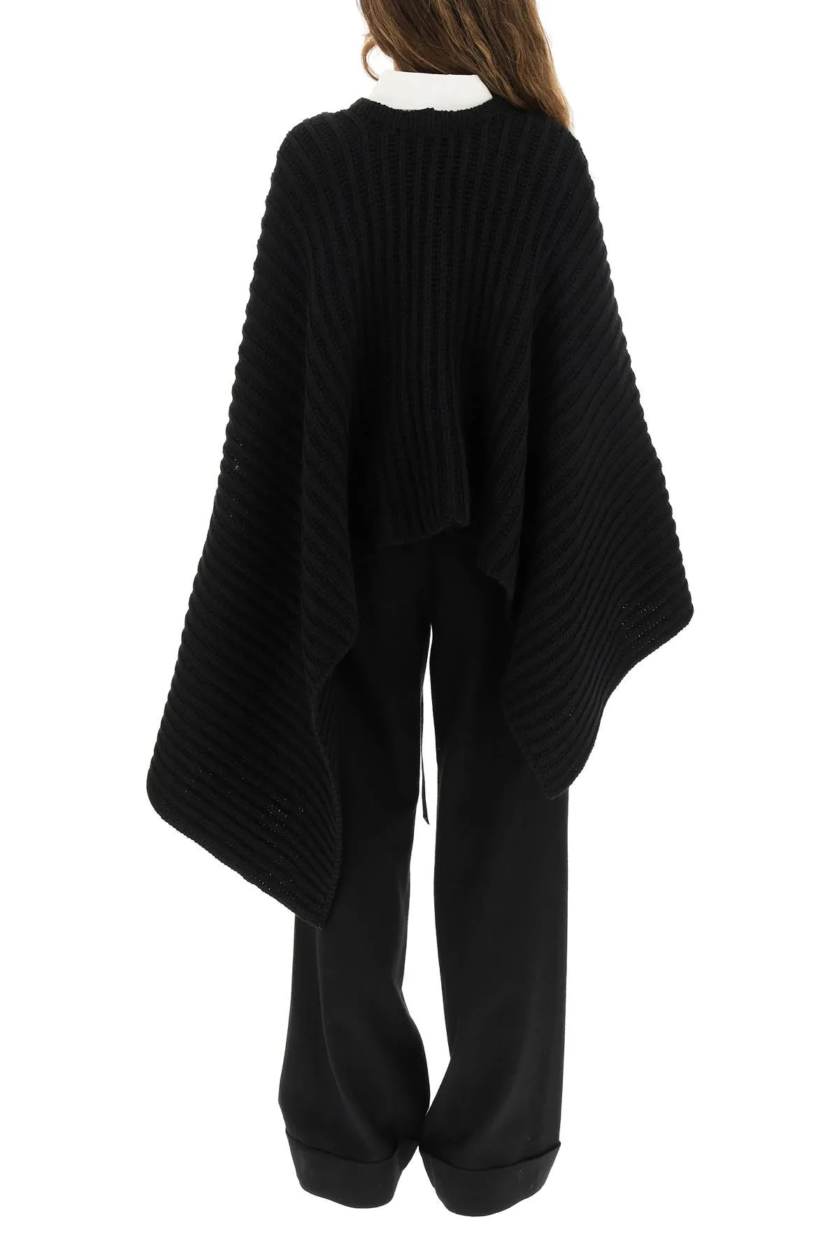 Ann Demeulemeester Rib-Knit Asymmetric Cape