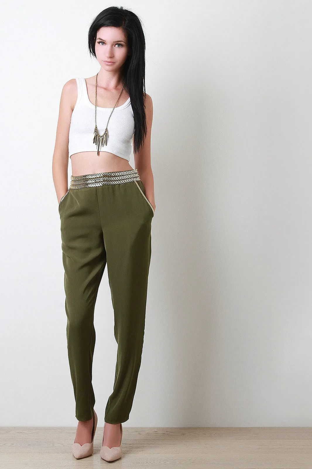 Arrowhead Embellished Trouser Pants