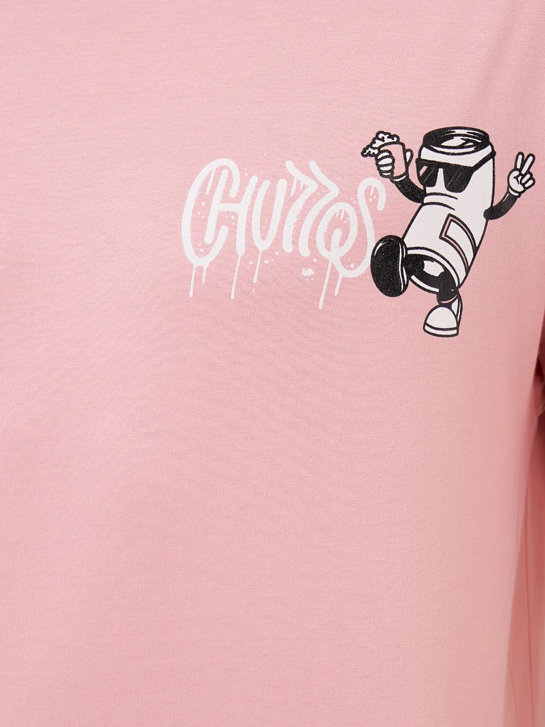 Baby Pink Printed Oversized T-Shirt