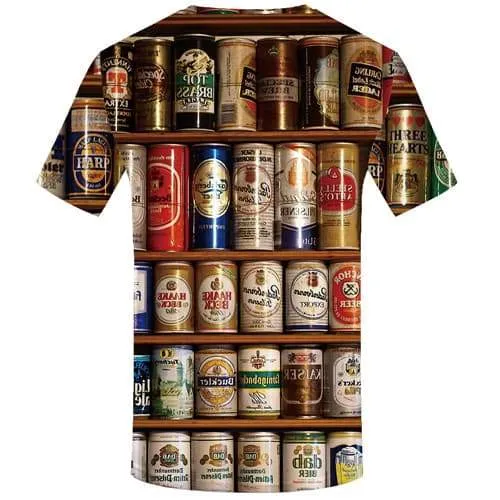 Beer T shirts Men Metal Shirt Print Colorful Tshirt Anime Harajuku Tshirts Cool Short Sleeve Hip hop Unisex S-5XL O-neck Rock