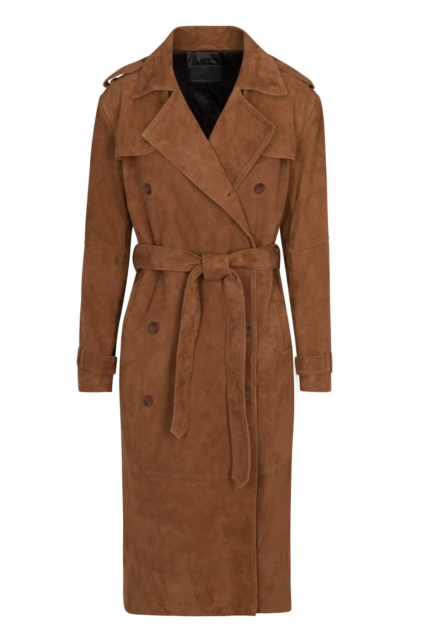 Belle de Jour Cognac Suede Trench