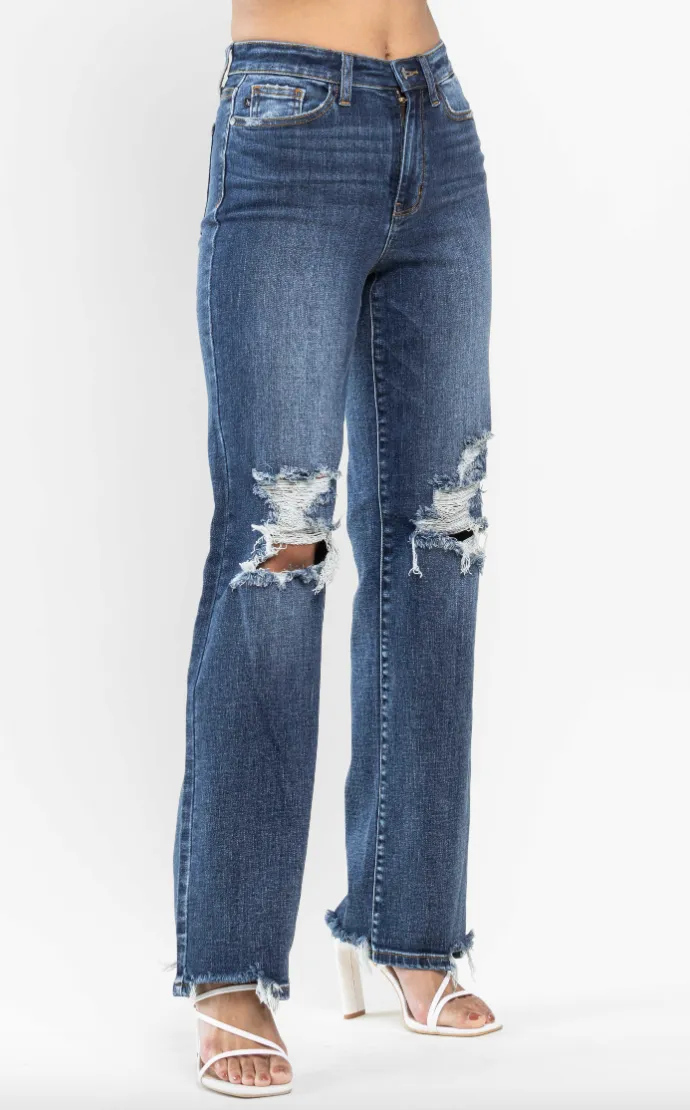 Betsy - High Waisted Distressed Straight Leg (Judy Blue)