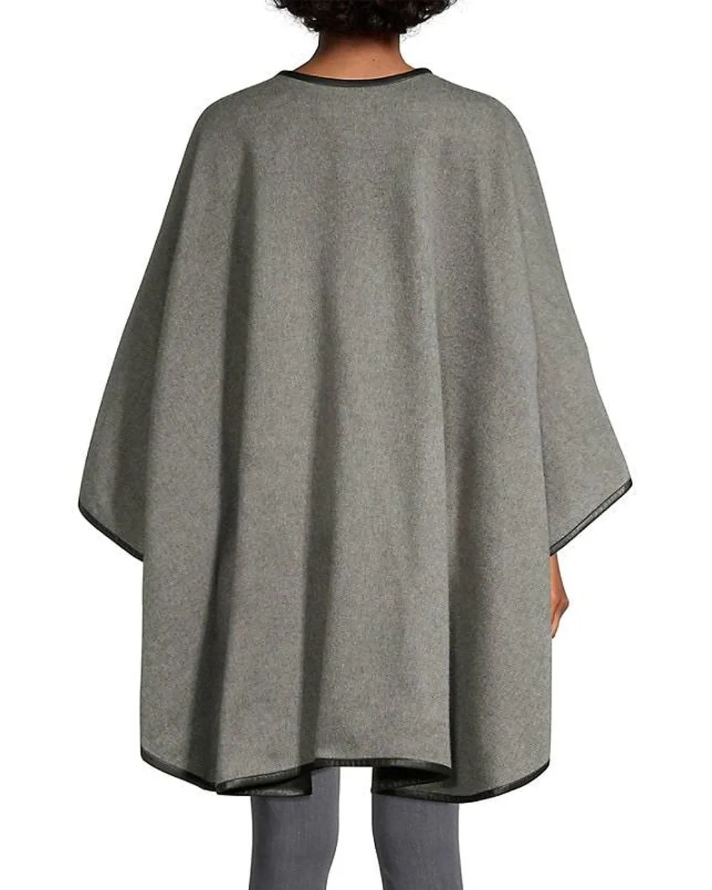 Black and Gray Leather Trimmed Reversible U-Cape