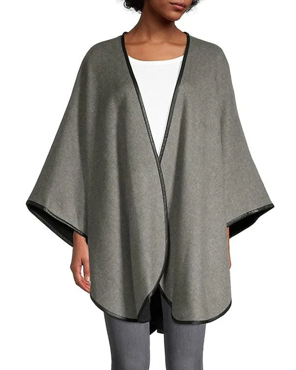 Black and Gray Leather Trimmed Reversible U-Cape