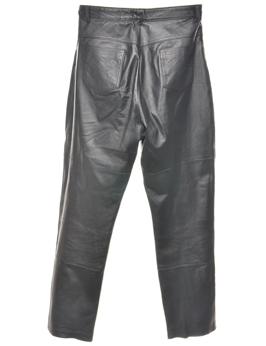 Black Leather Trousers - W30 L31