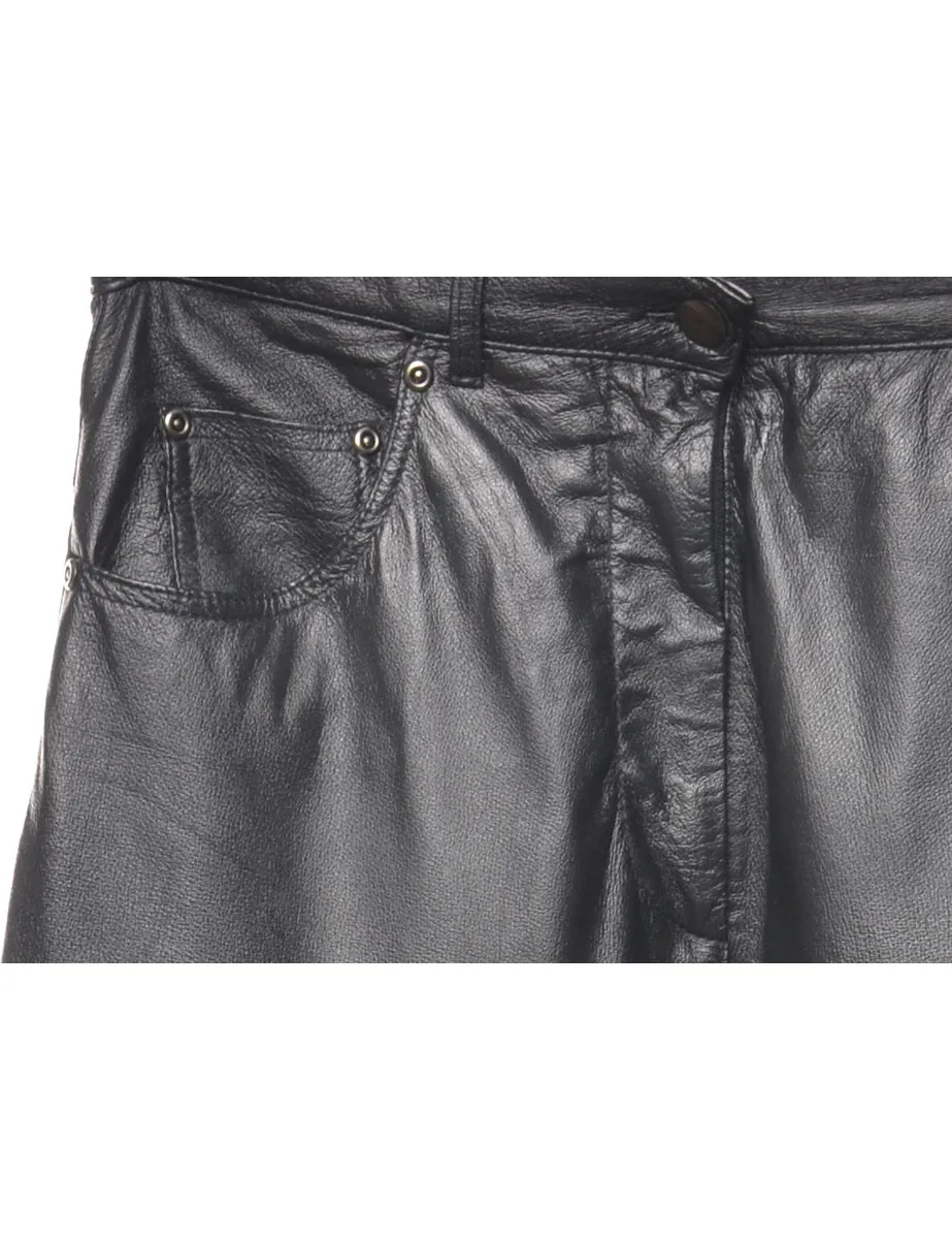 Black Leather Trousers - W30 L31