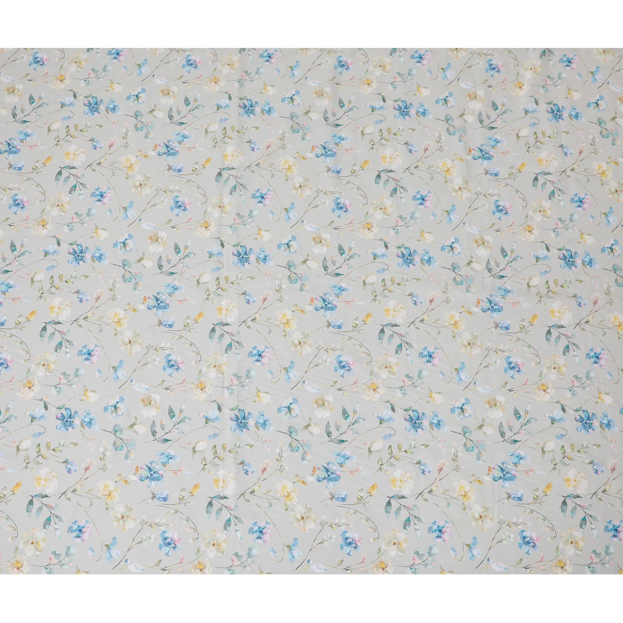 Blossoming Serenity Cotton Voile Fabric - 110cm Wide, Refreshing Floral Print from India-D18534