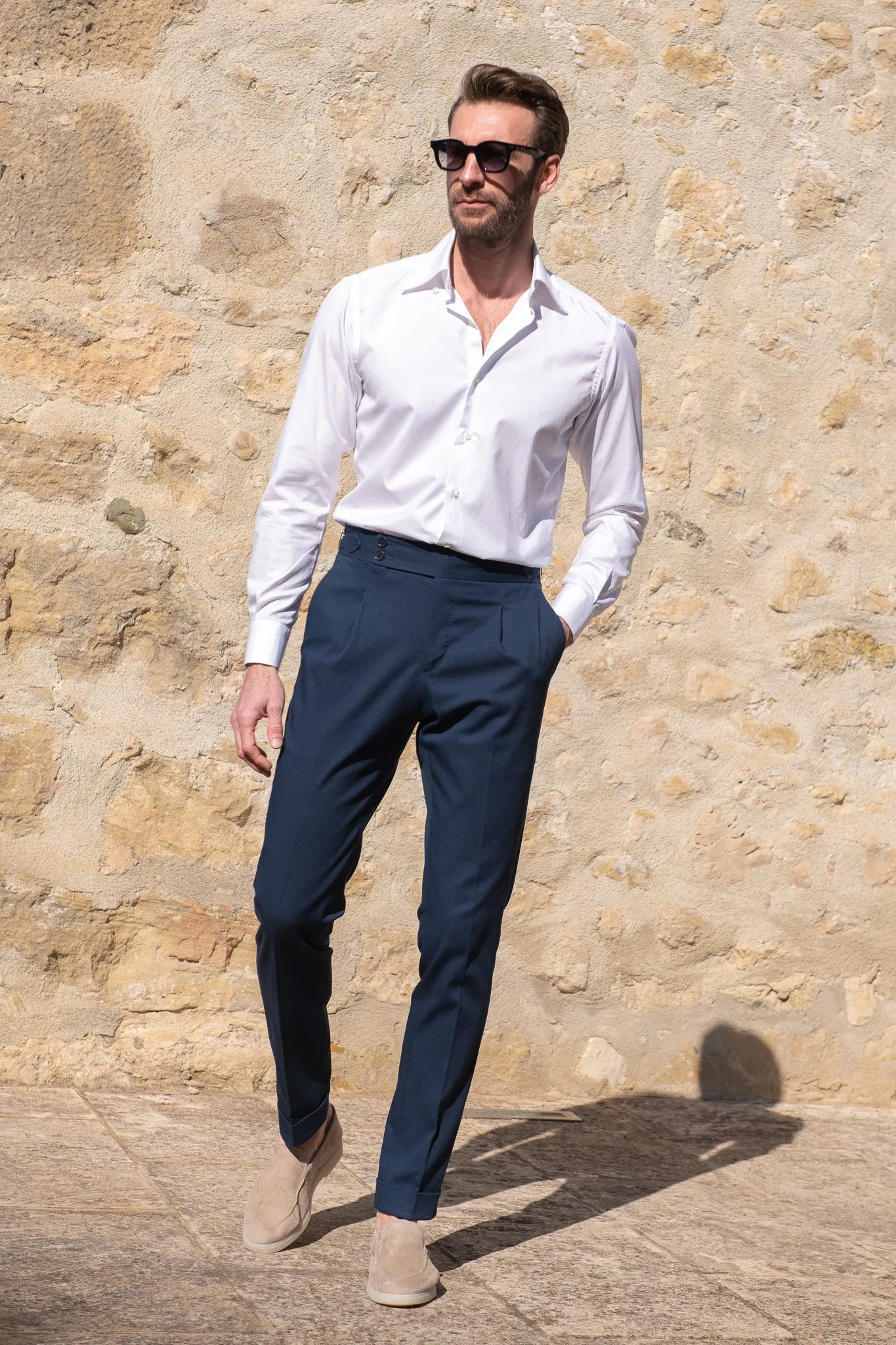 Blue cotton Soragna trousers - Made in Italy