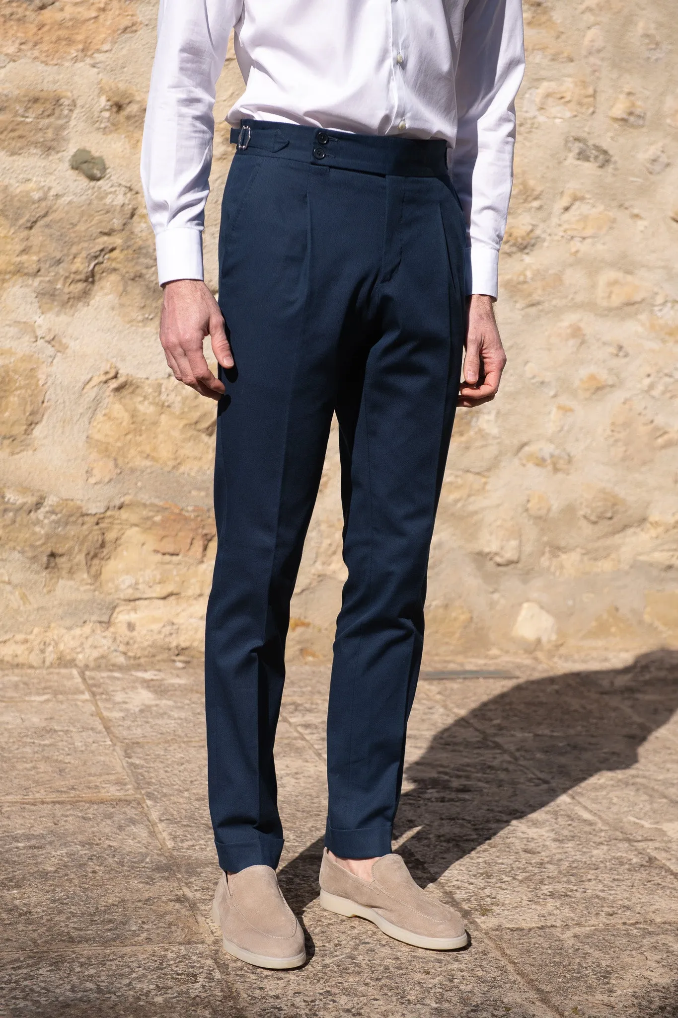 Blue cotton Soragna trousers - Made in Italy