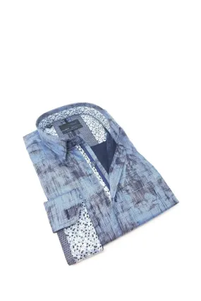 Blue Matter Print Button Down Shirt W/ Trim