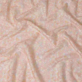 Blush Pink Embroidered Silk Organza Fabric, Delicate Floral Pattern, 110 cm Width-D20106