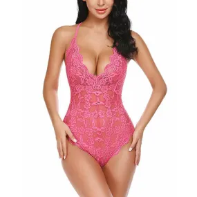 Bodysuit Floral Lace (Rose) - XL