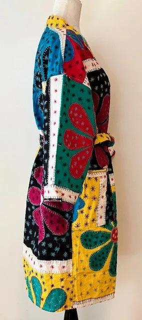 Bold Short Designer Patchwork Kimono. Vibrant Colors.