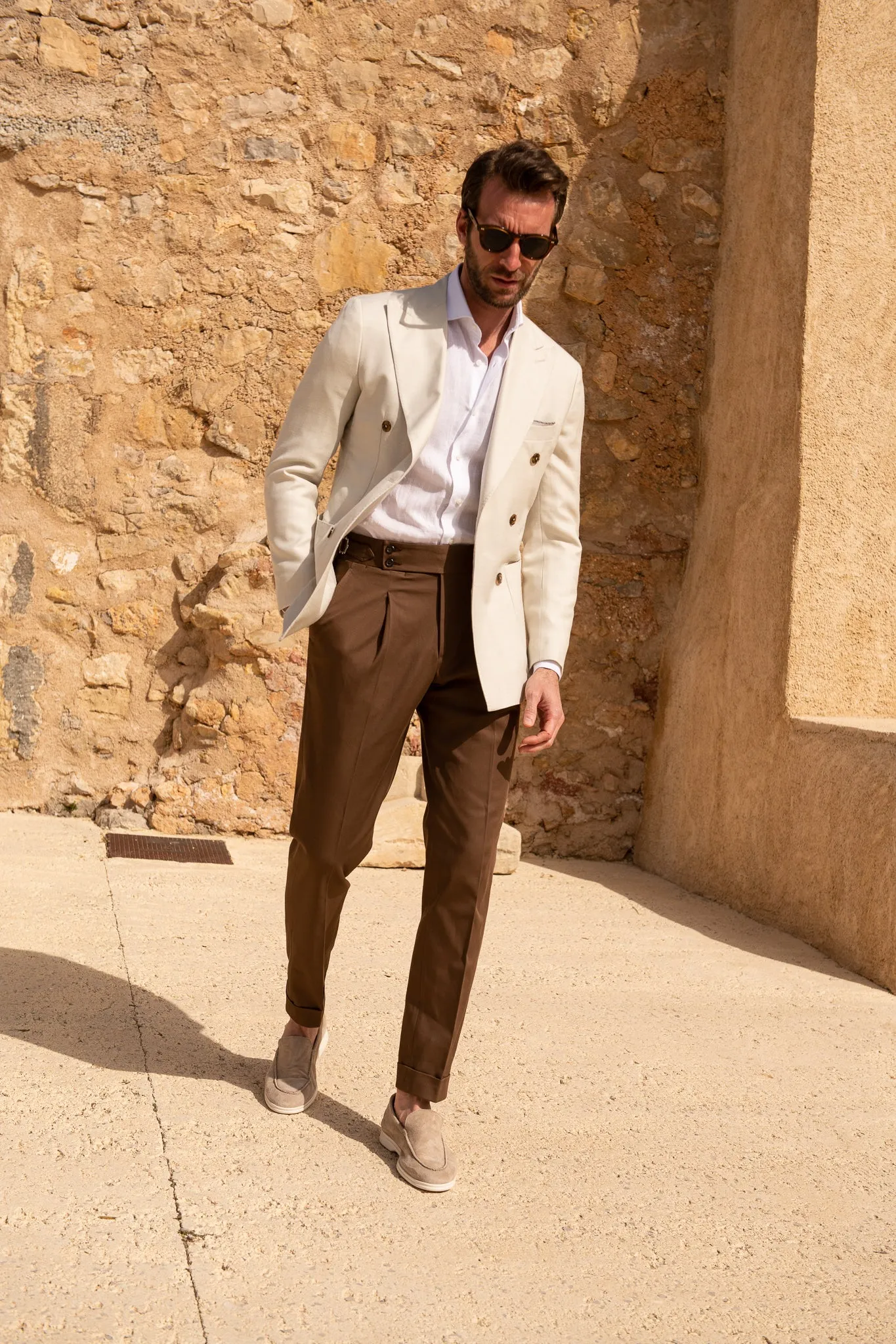 Brown cotton Soragna trousers - Made in Italy