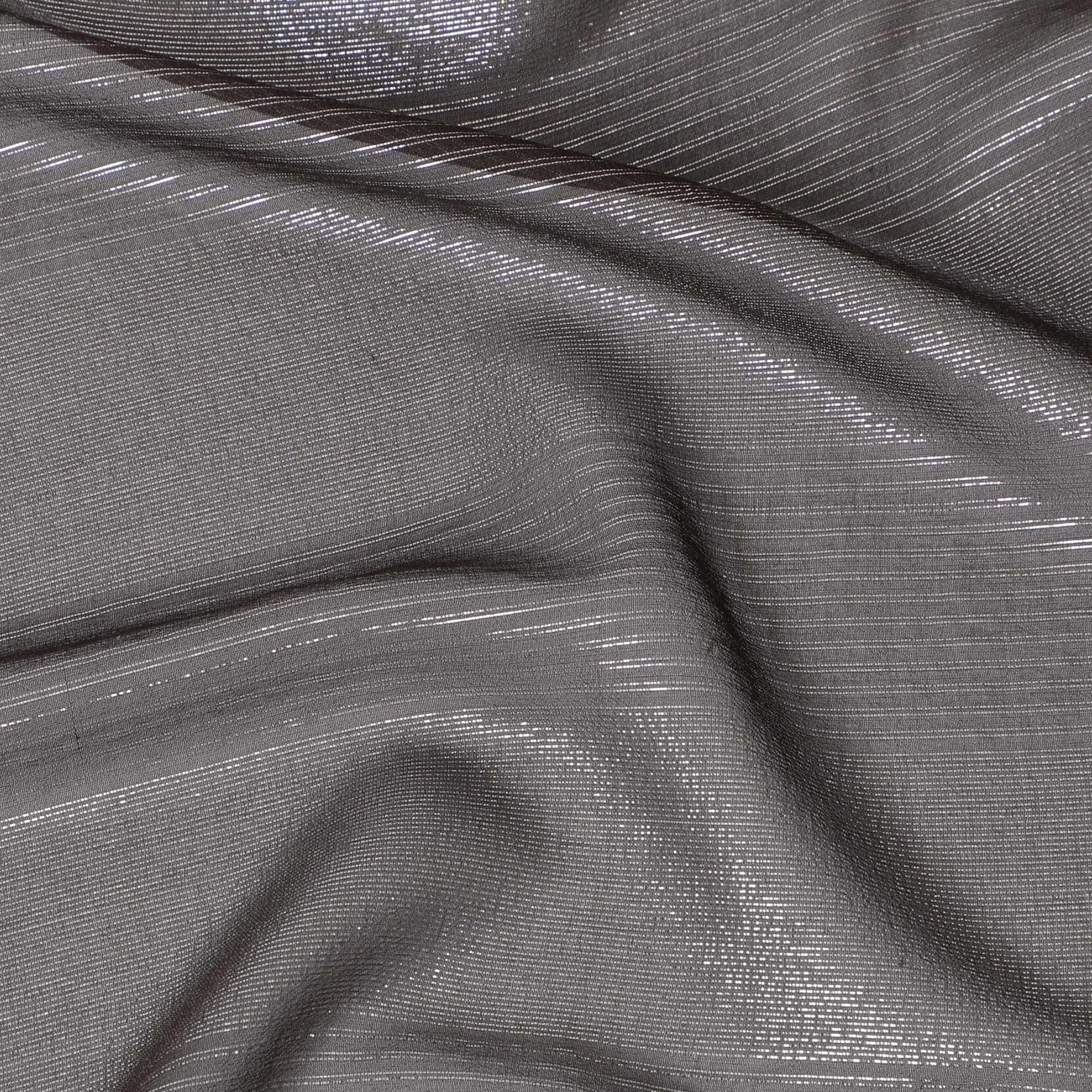 Brown Silk Chiffon Fabric with Metallic Lurex - 110cm Width, South Korean Elegance, Buy Online by Meter-D18164