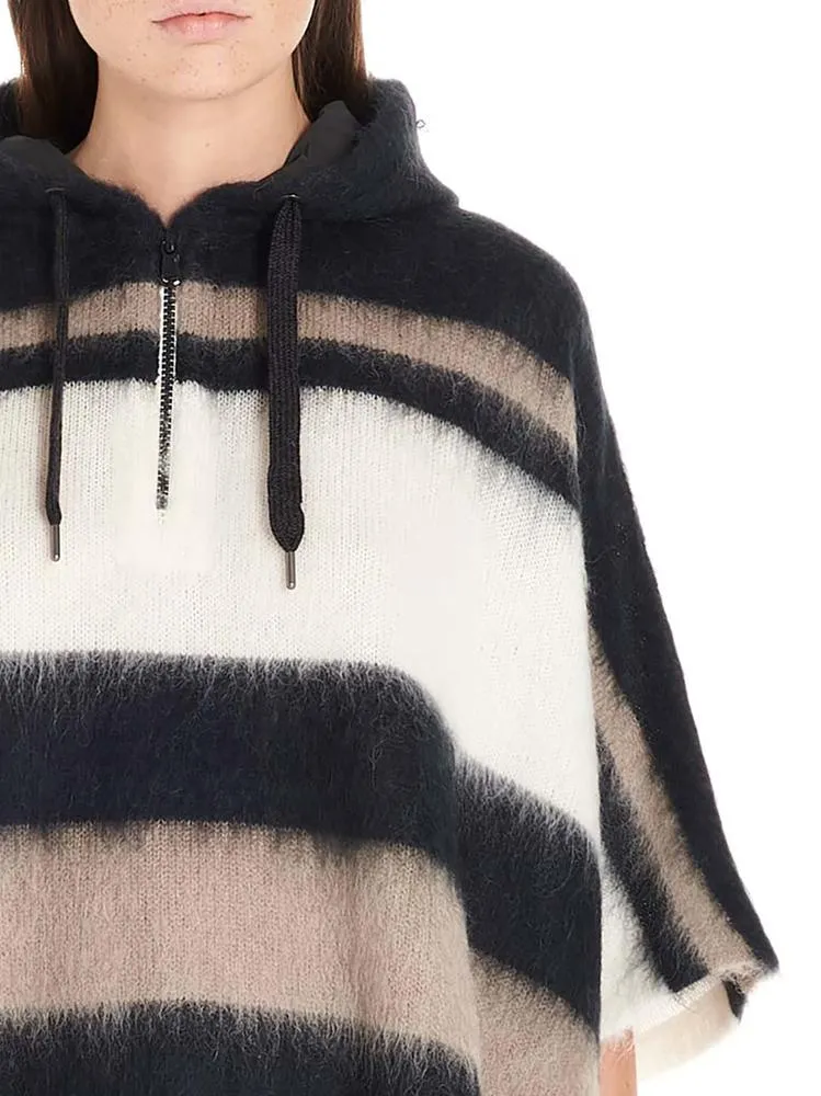 Brunello Cucinelli Half Zip Striped Cape