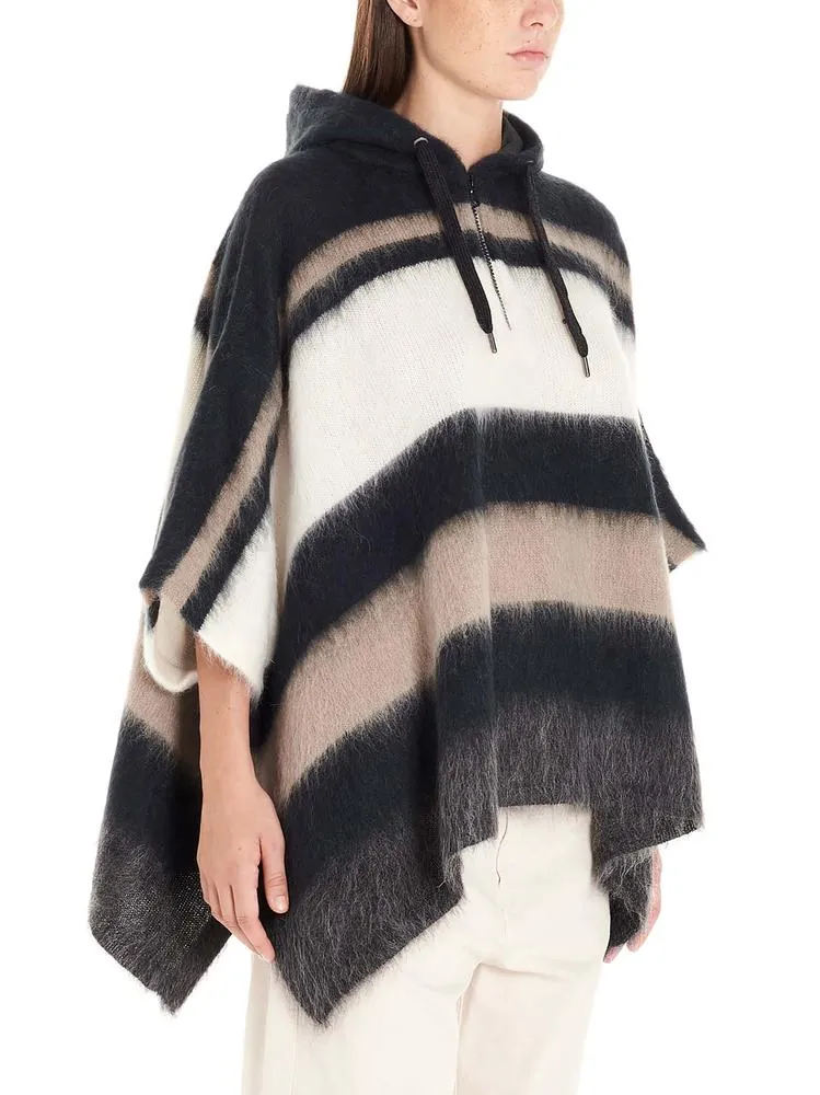 Brunello Cucinelli Half Zip Striped Cape