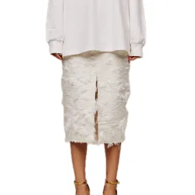 Brushed Jacquard Midi-skirt in White