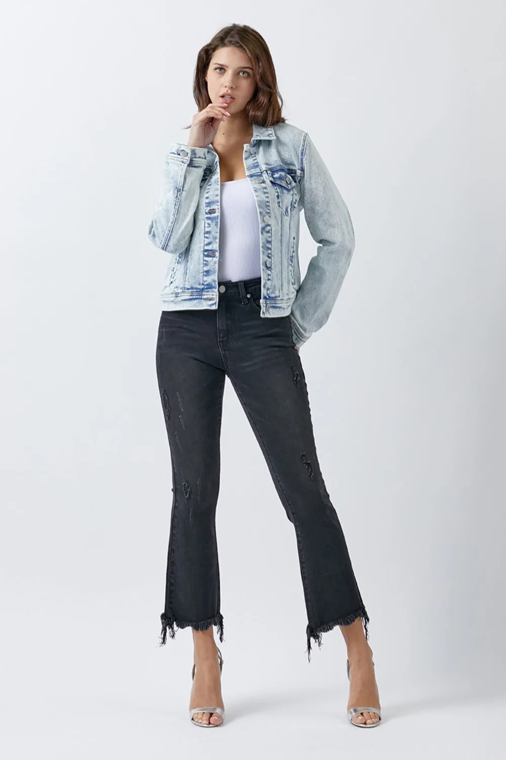 Button Up Washed Denim Jacket