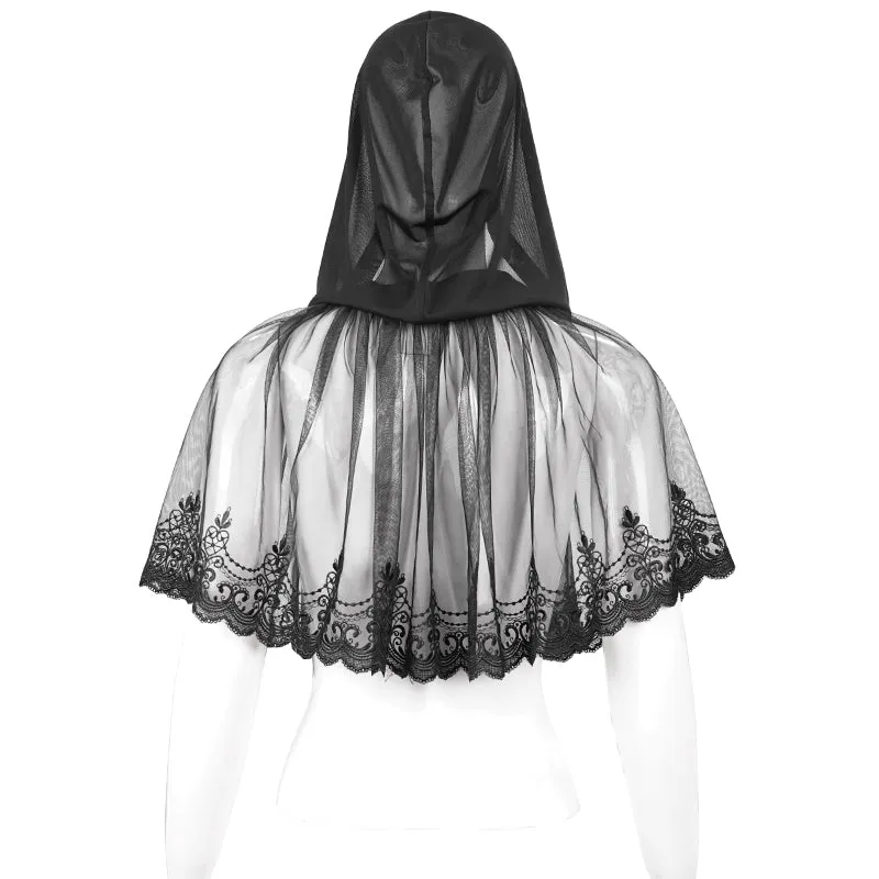 CA022 Lace mesh hooded small cape