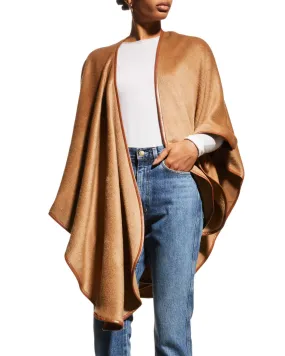 Camel Baby Alpaca Leather Trimmed U-Cape