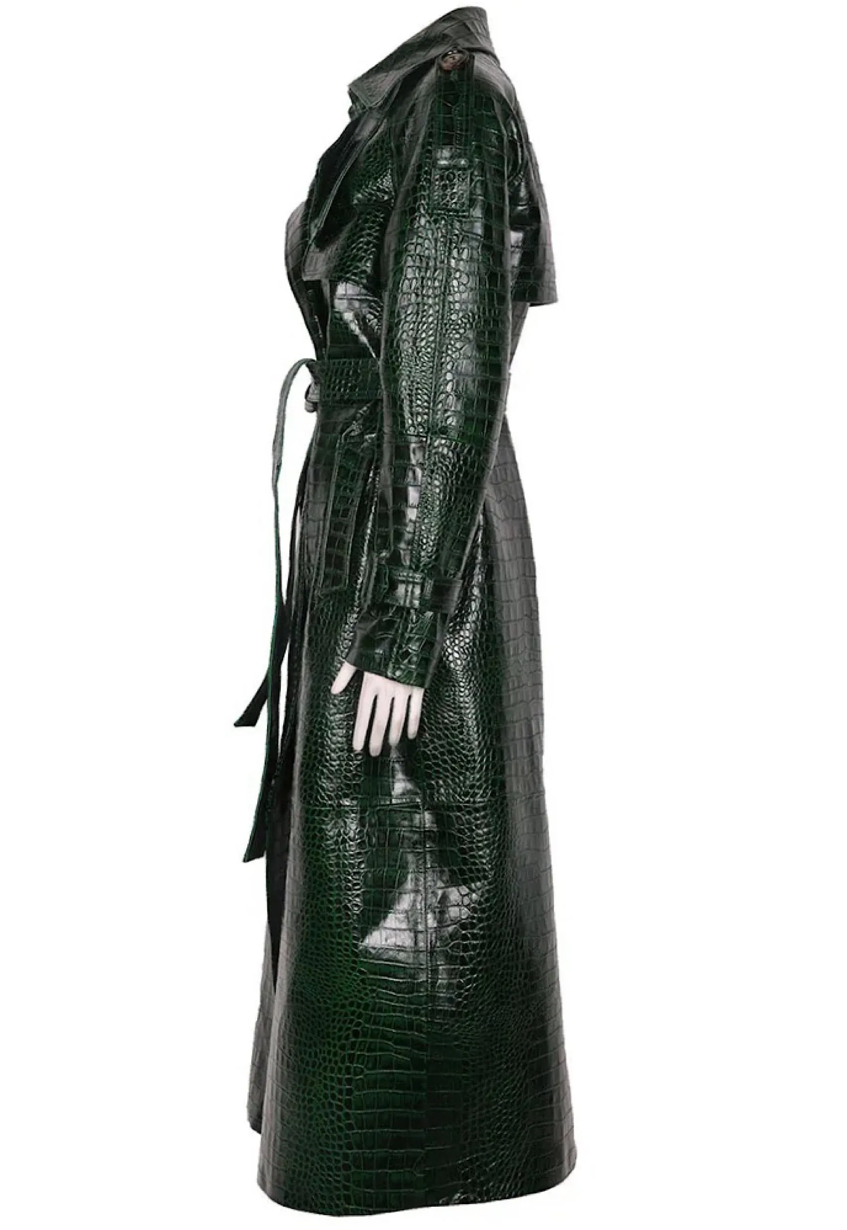 CAMILLA Embossed Croc Leather Trench Coat