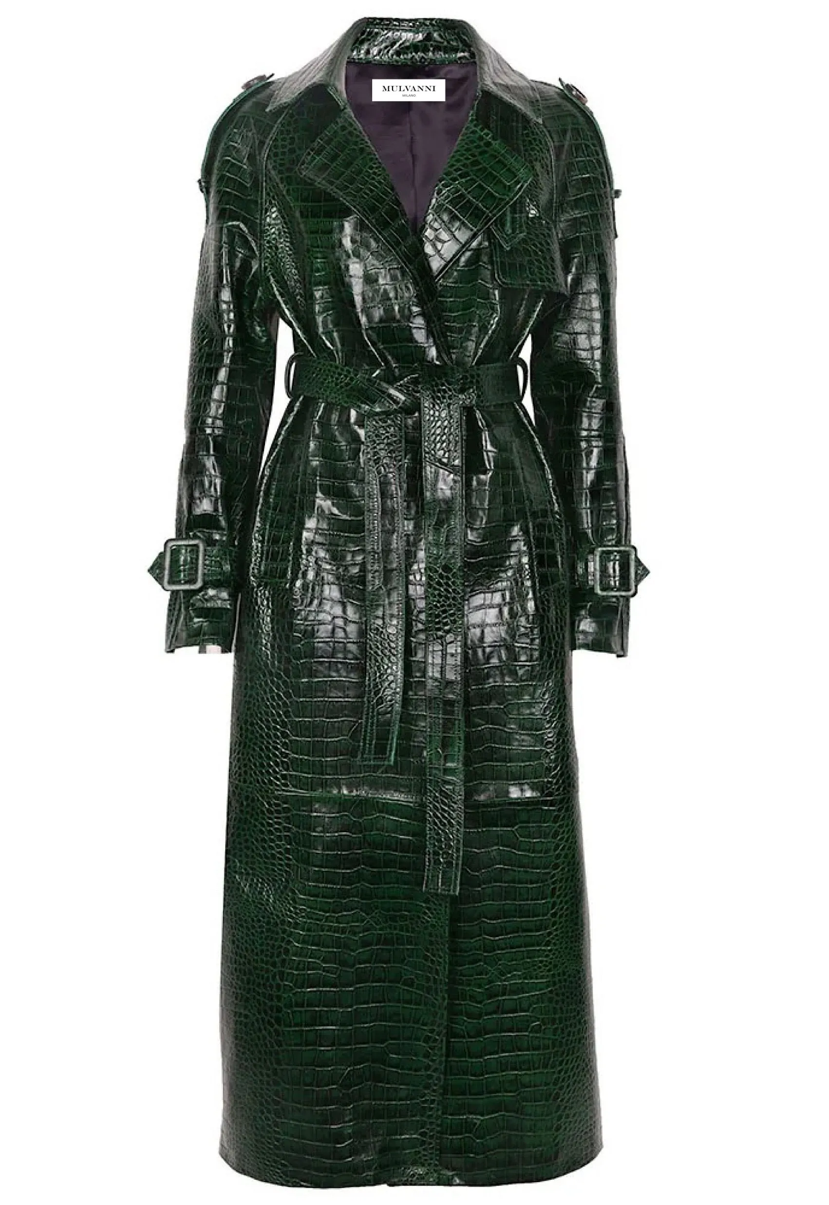 CAMILLA Embossed Croc Leather Trench Coat