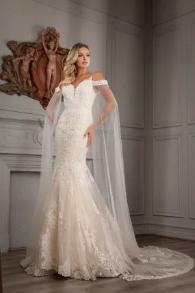 Cape Sleeve Mermaid Bridal Gown by Abby Lane 97160