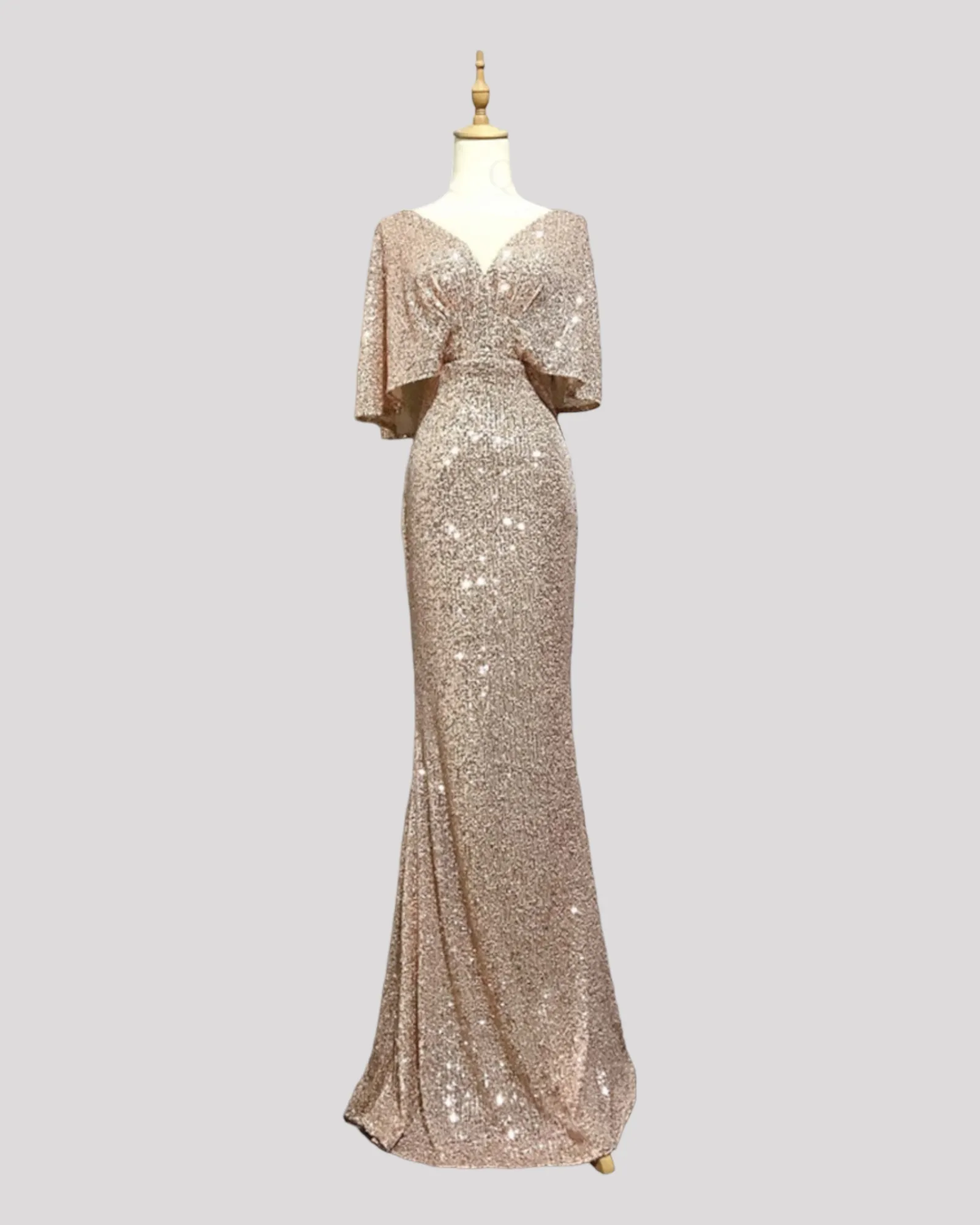 Cape Style Sequin Mermaid Evening Dress available in 6 colours